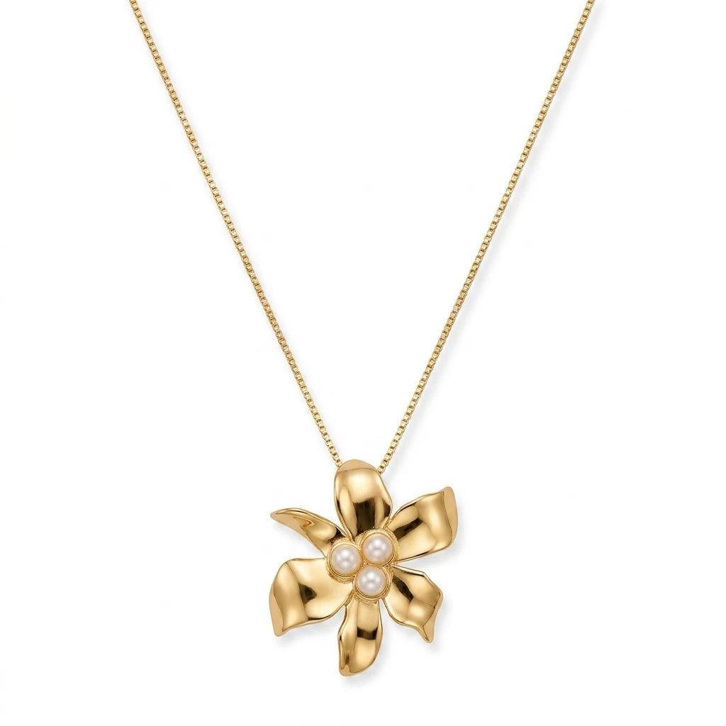 Flower Necklace - 18K Gold Plated
