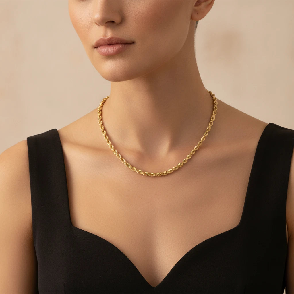 Rope Chain 55cm (5mm) Necklace - 18K Gold Plated