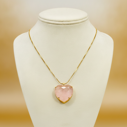 Pink Sapphire Heart Necklace - 18K Gold Plated