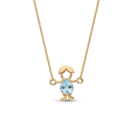 Blue Sky Topaz Boy Necklace - 18K Gold Plated