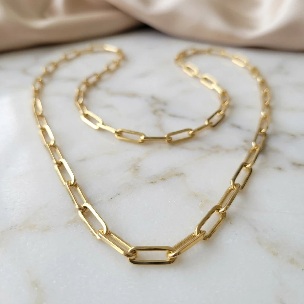 Thick Paperclip Necklace 72cm - 18K Gold Plated