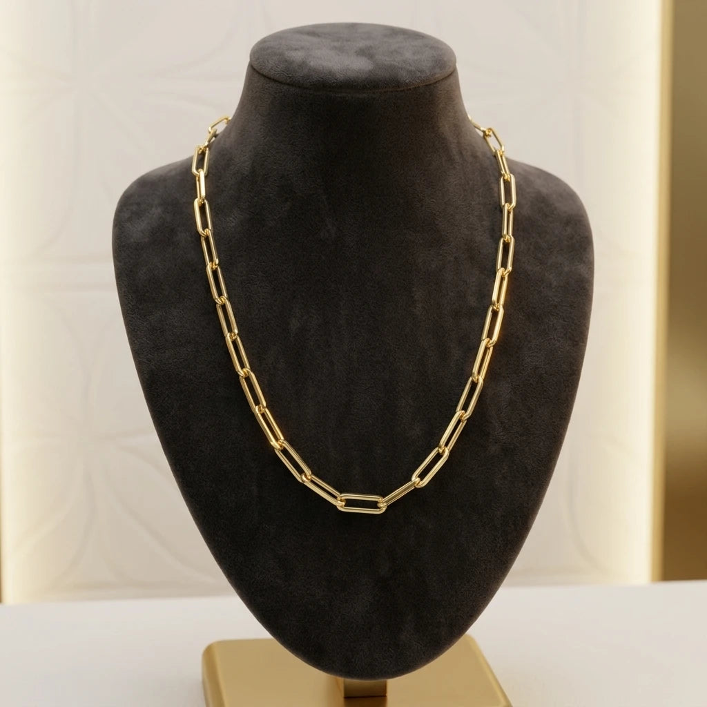 Thick Paperclip Necklace 62cm - 18K Gold Plated