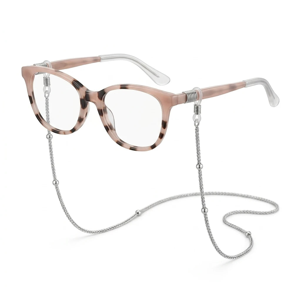 Glasses Holder and Necklace - White Rhodium Plated