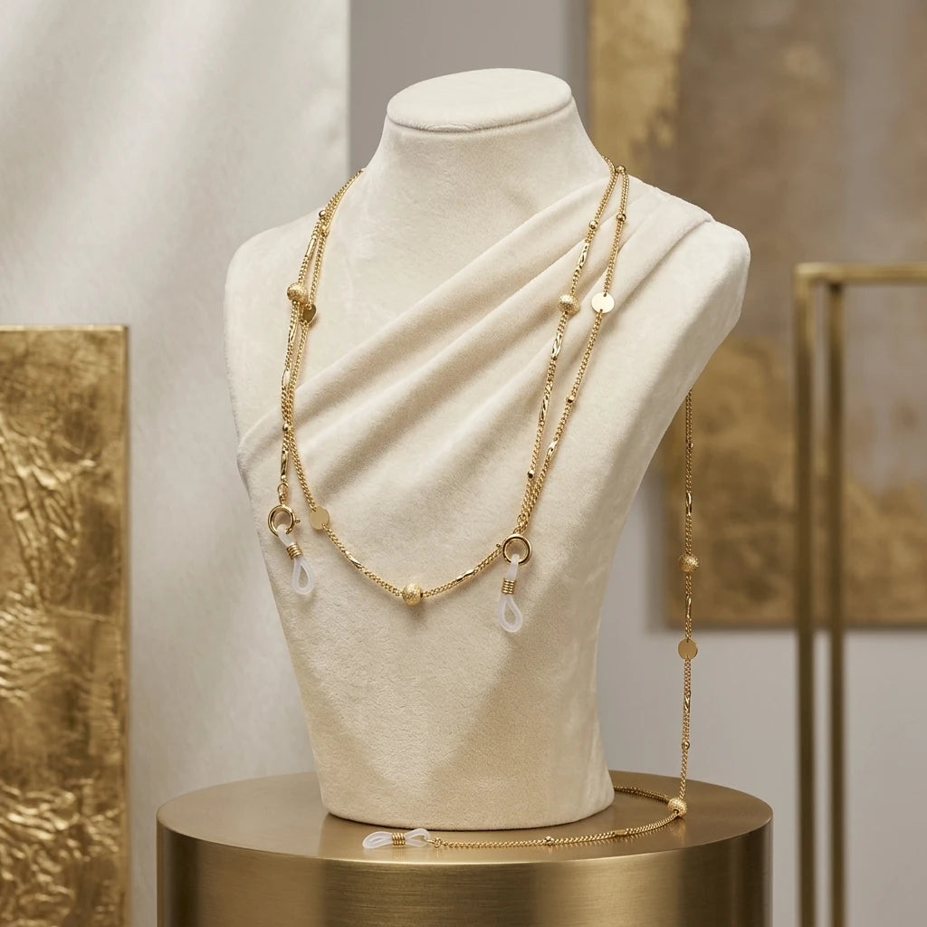 Glasses Holder and Necklace - 18K Gold Plated