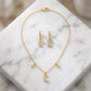 Delicate Moon Kids Set - Earrings and Necklace - 18K Gold Plated