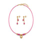 Delicate Pink Beaded kids Set - Earrings and Necklace - 18K Gold Plated