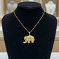 Studded Elephant Pendant Necklace - 18K Gold Plated