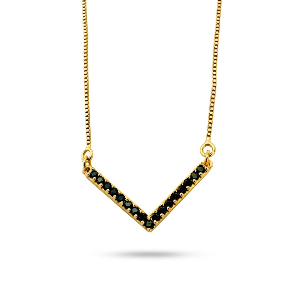 Navy Blue Zirconia Studded Necklace - 18K Gold Plated