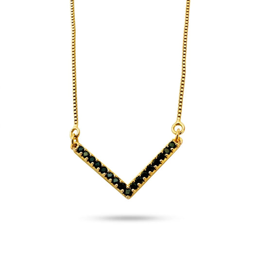 Navy Blue Zirconia Studded Necklace - 18K Gold Plated