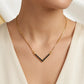 Navy Blue Zirconia Studded Necklace - 18K Gold Plated