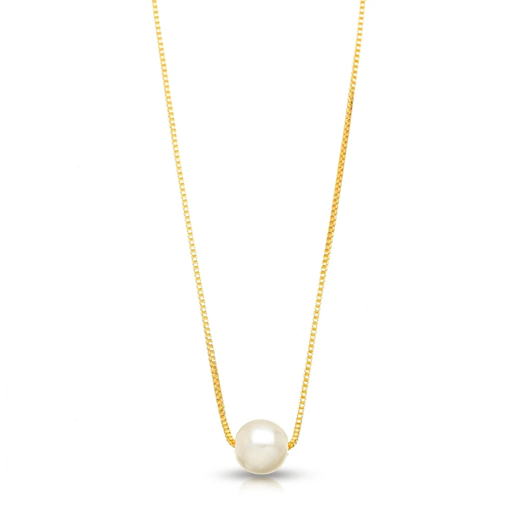 Pearl in Chain Necklace - 18K Gold Plated
