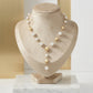 Brushed Details and Pearls Necklace - 18K Gold Plated