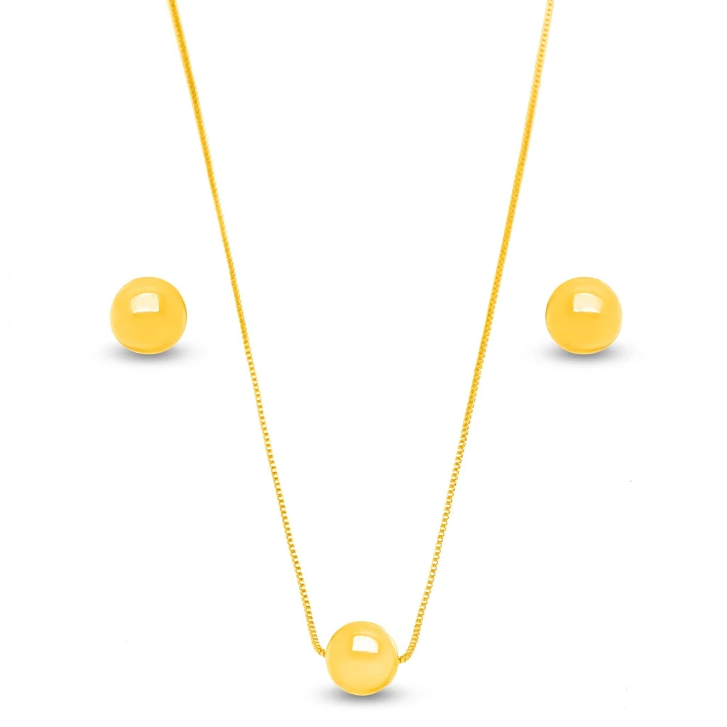 Delicate Ball Necklace and Earrings Set - 18K Gold Plated