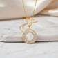Religious Mother Pearl Baguette Medallion Necklace - 18K Gold Plated