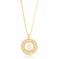 Religious Mother Pearl Baguette Medallion Necklace - 18K Gold Plated
