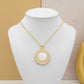 Religious Mother Pearl Baguette Medallion Necklace - 18K Gold Plated