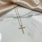 Religious Cross Studded Zirconia Pendant Necklace - 18K Gold Plated