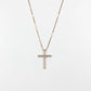 Religious Cross Studded Zirconia Pendant Necklace - 18K Gold Plated