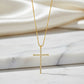 Religious Cross Studded Zirconia Pendant Necklace -18K Gold Plated
