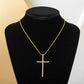 Religious Cross Studded Zirconia Pendant Necklace -18K Gold Plated