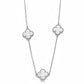 White Three Lucky Clover - White Rhodium Plated - Choker
