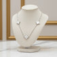 White Three Lucky Clover - White Rhodium Plated - Choker