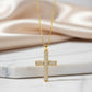 Religious Cross Studded Zirconia Pendant Necklace - 18K Gold Plated