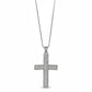 Religious Cross Studded Zirconia Pendant Necklace - White Rhodium Plated