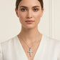 Religious Cross Studded Zirconia Pendant Necklace - White Rhodium Plated