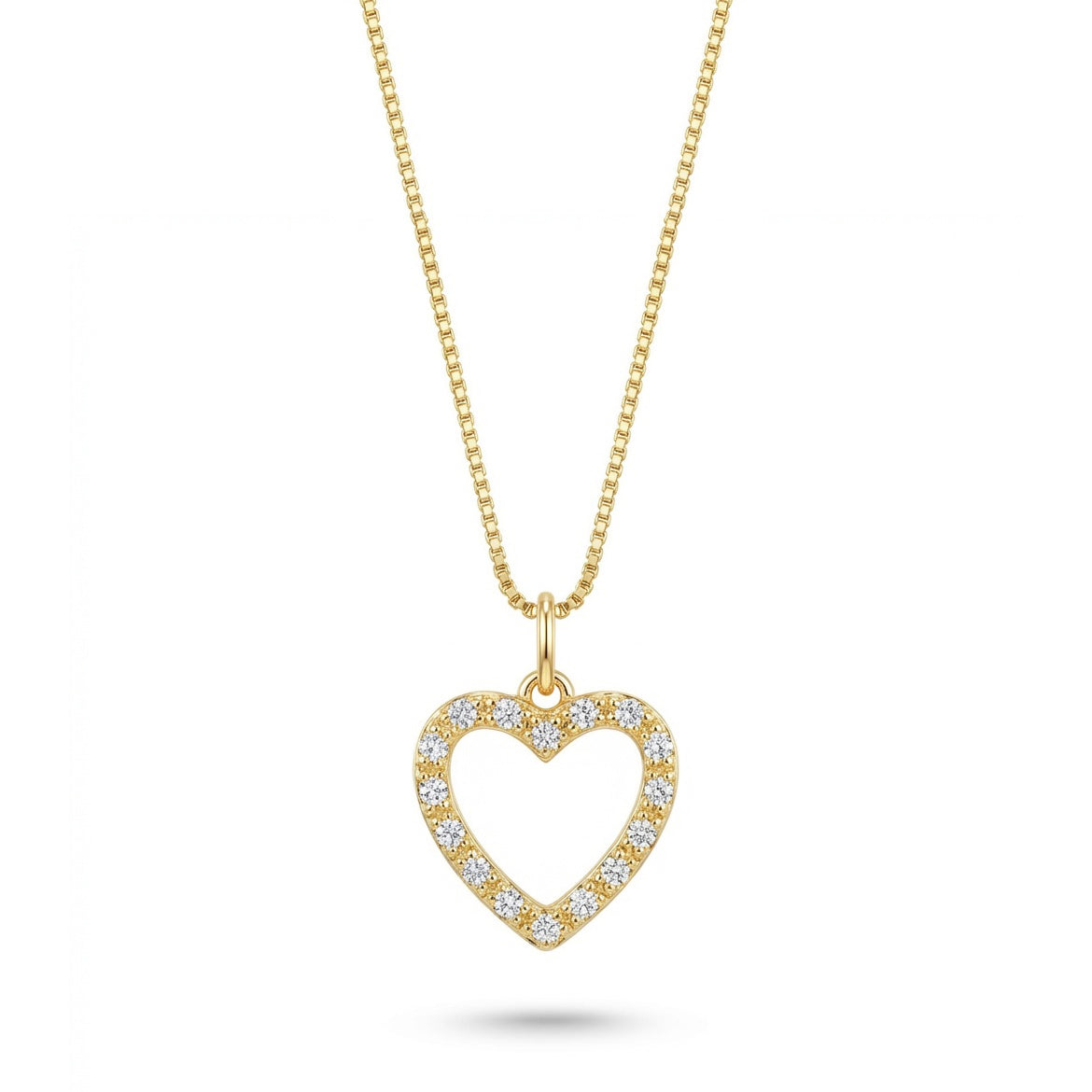 Studded Zirconia Heart Necklace -18K Gold Plated