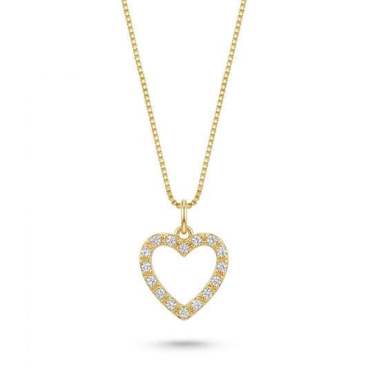 Studded Zirconia Heart Necklace -18K Gold Plated