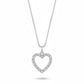 Studded Zirconia Heart Necklace -White Rhodium Plated