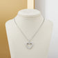 Studded Zirconia Heart Necklace -White Rhodium Plated