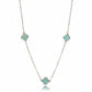 Blue Three Lucky Clover - White Rhodium Plated - Choker