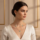 Blue Three Lucky Clover - White Rhodium Plated - Choker
