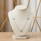 Blue Three Lucky Clover - White Rhodium Plated - Choker
