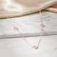 Pink Three Lucky Clover - White Rhodium Plated - Choker