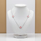 Pink Three Lucky Clover - White Rhodium Plated - Choker