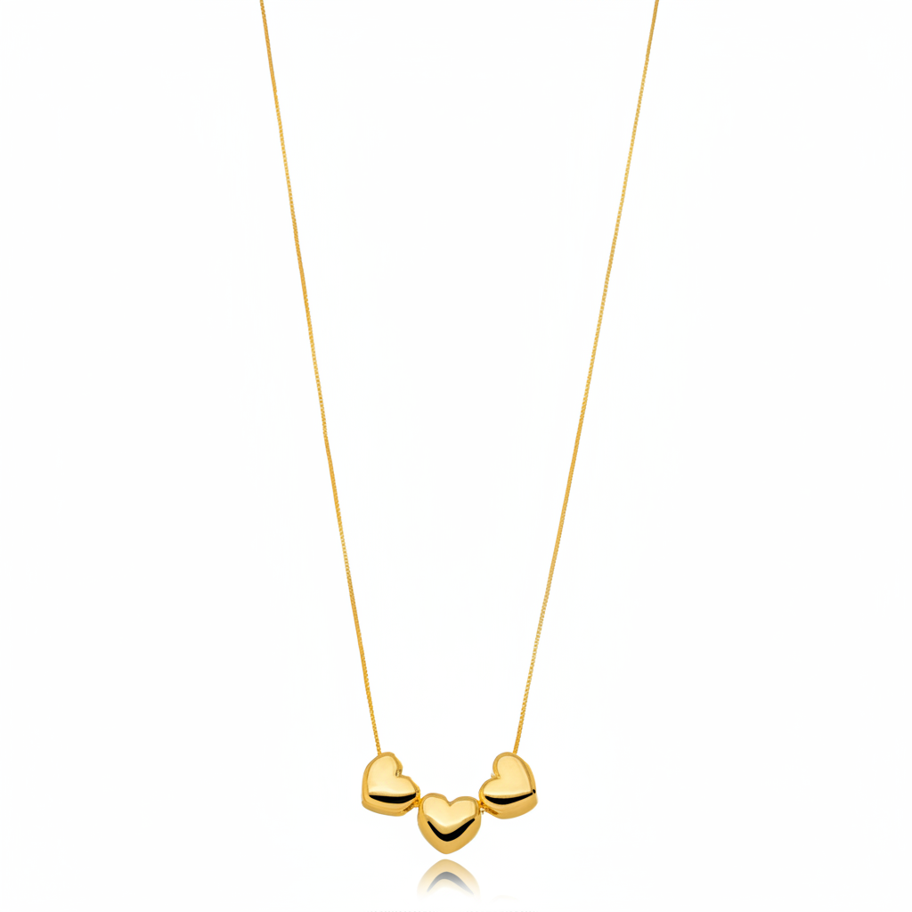 Three Heart Necklace - 18K Gold Plated