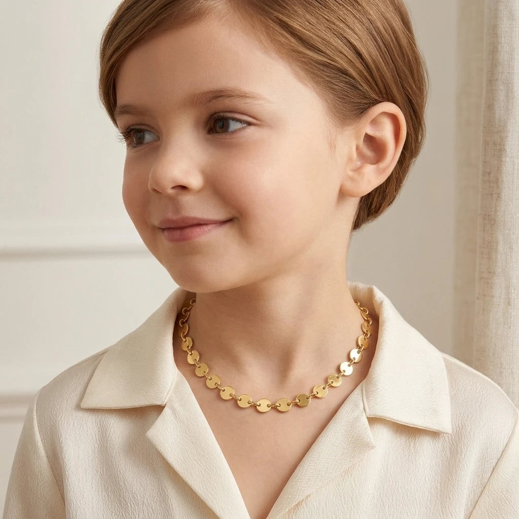 Delicate Mini Circle Kids Necklace - 18K Gold Plated
