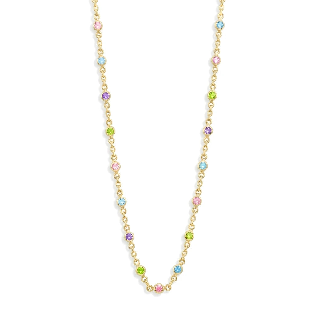 Colorful Mini Cubic Zirconia Kids Necklace - 18K Gold Plated