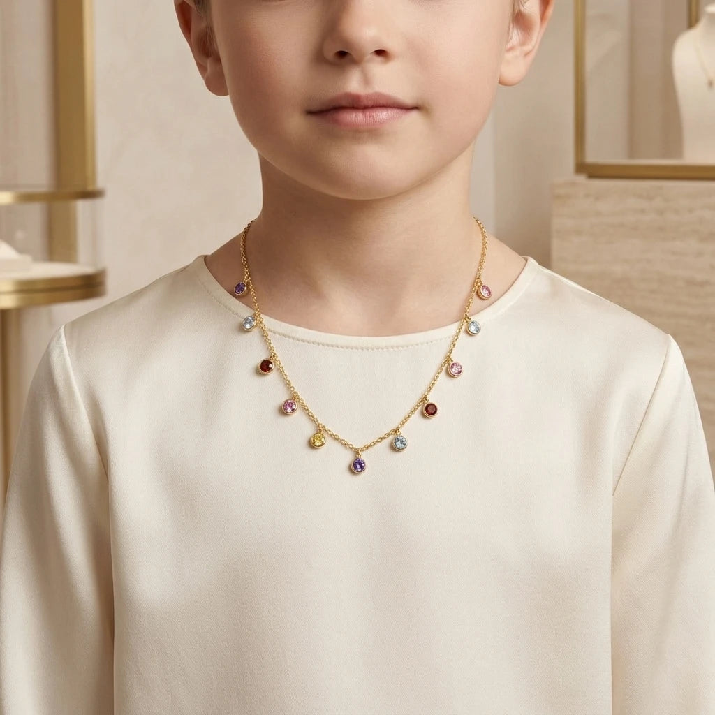 Delicate Mini Crystals Kids Necklace - 18K Gold Plated