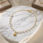Delicate Pearls with Heart Pendant Kids Necklace - 18K Gold Plated
