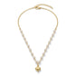 Delicate Pearls with Heart Pendant Kids Necklace - 18K Gold Plated