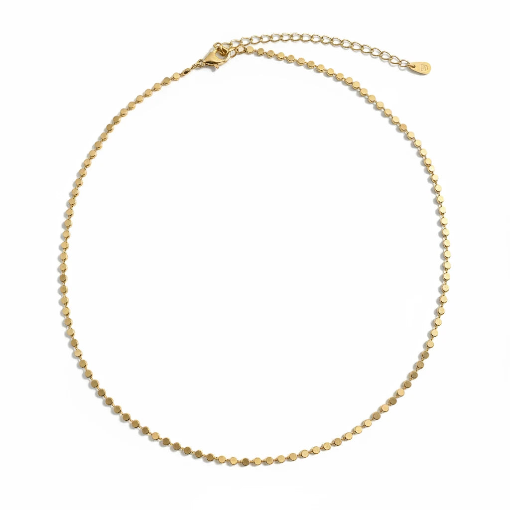 Flat Dot Chain Choker Necklace, 45cm – 18K Gold Plated