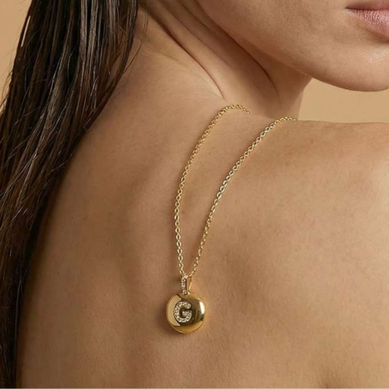 Letter Studded Zirconia Personalized Necklace - 18K Gold Plated
