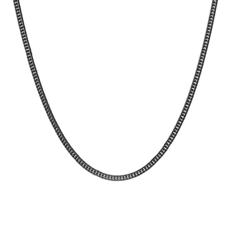 Men's Black Stainless Steel Necklace 60 cm