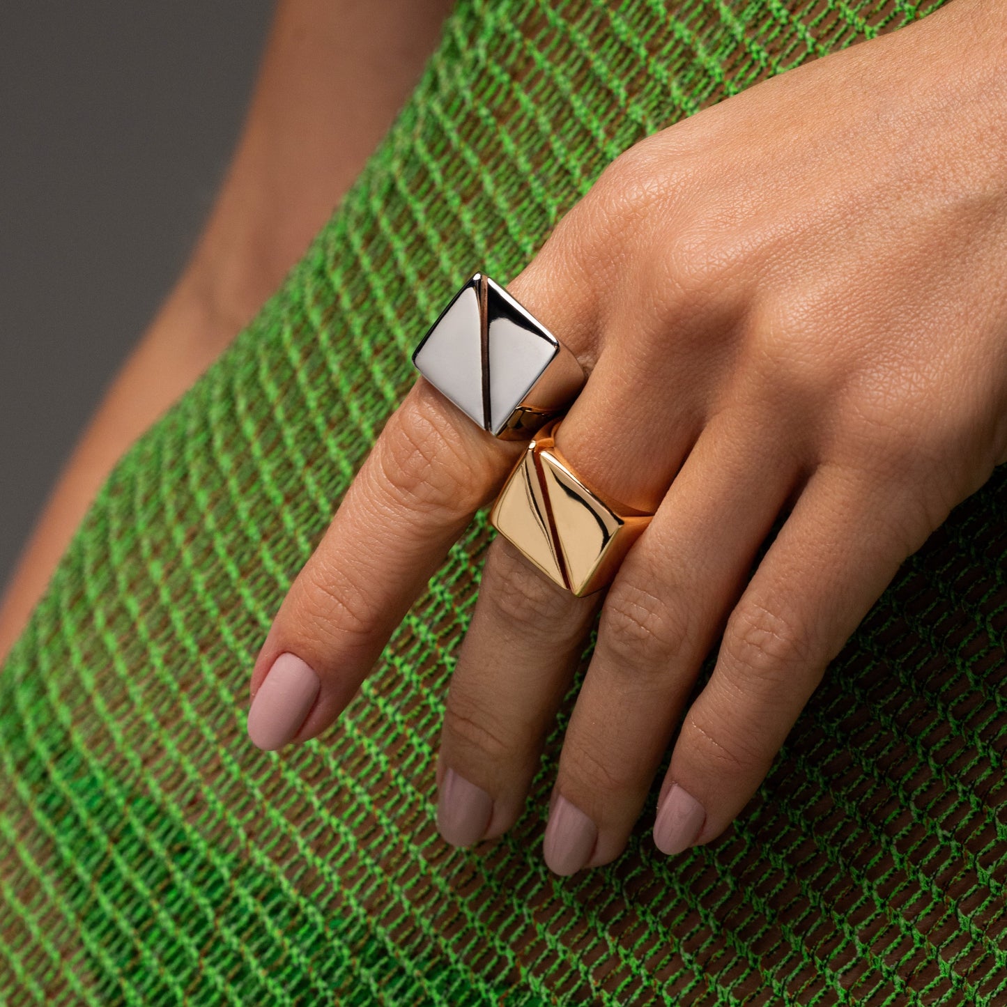 18K Gold Plated Bold Organic Square Ring