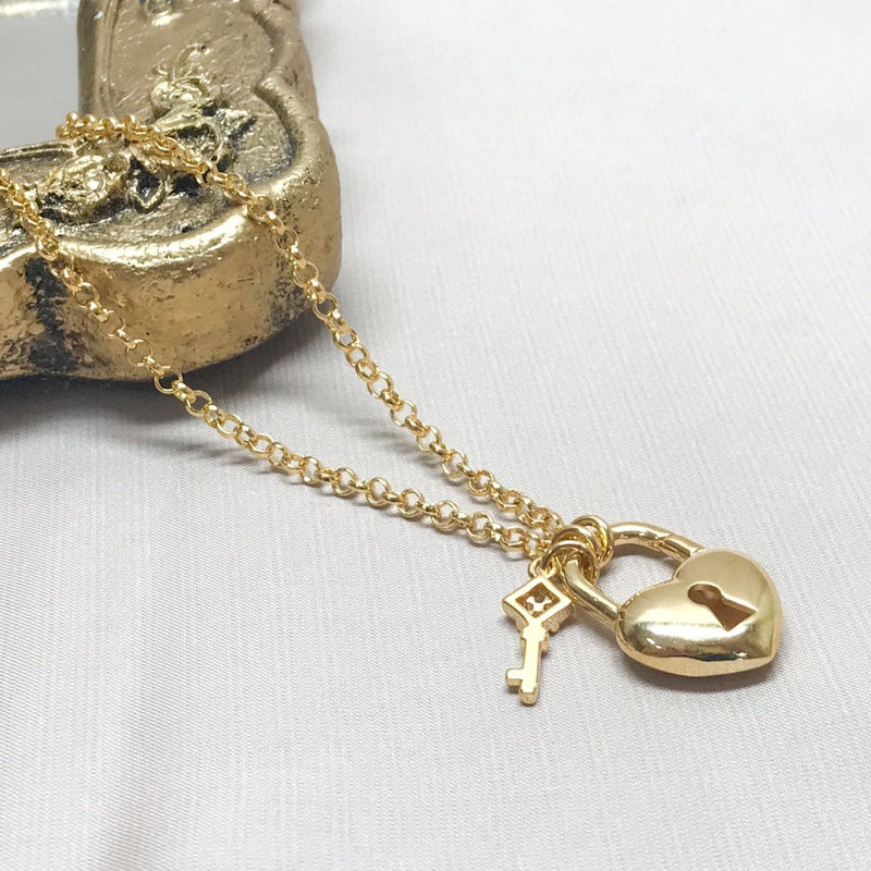 18K Gold Plated Heart Lock Necklace