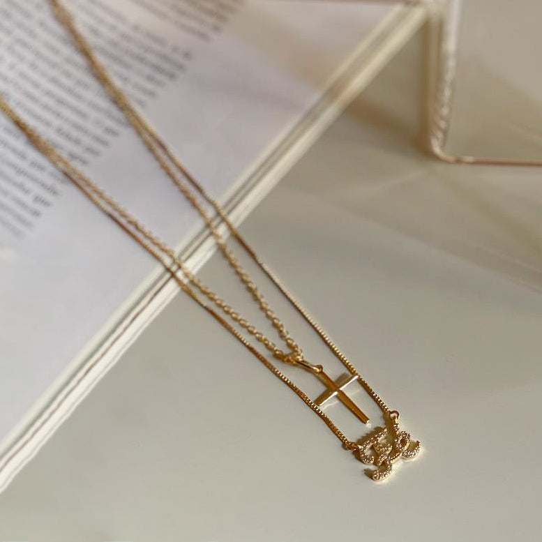 18K Gold Plated Double Faith and Cross Necklace